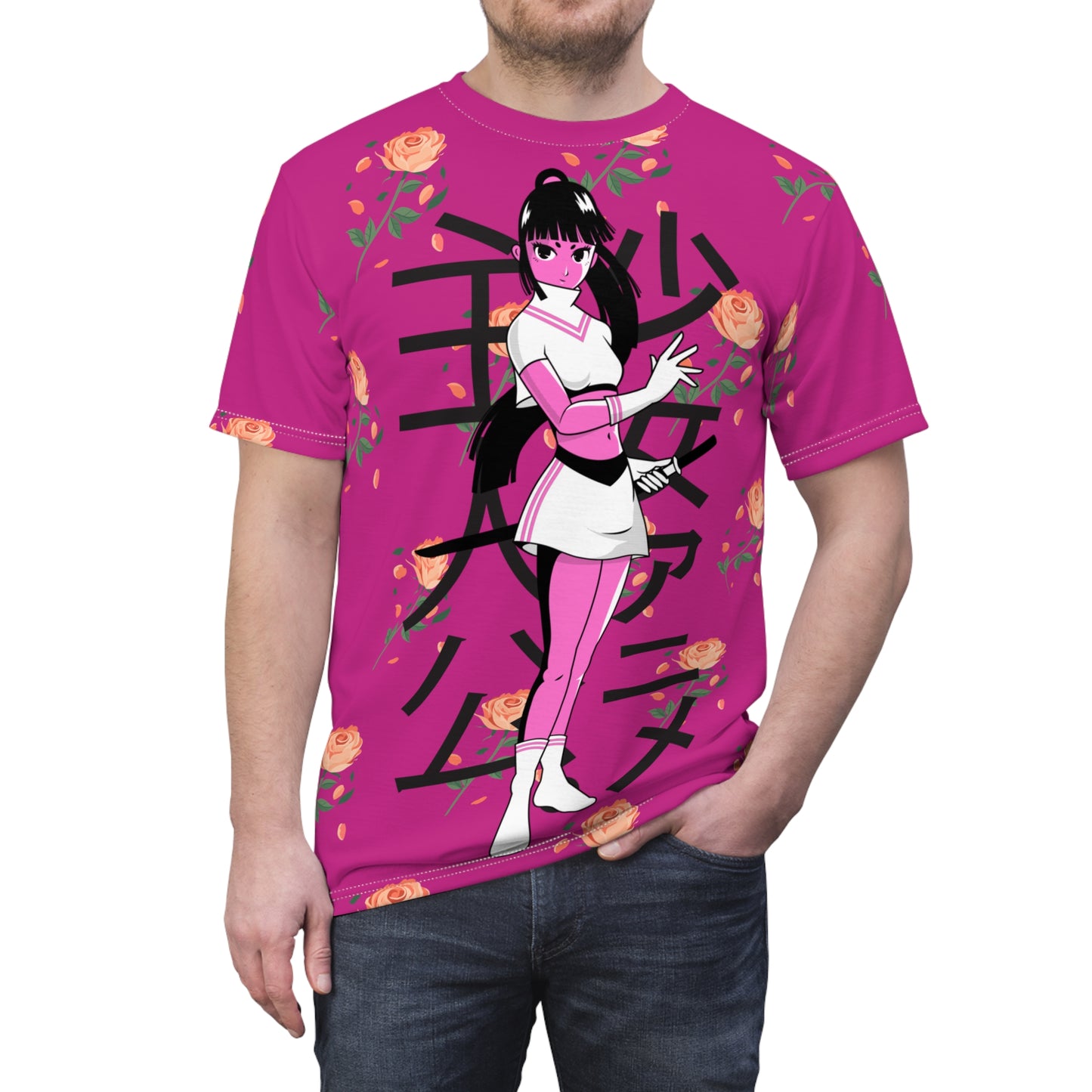 Female Assassin with Roses T-Shirt - Stylish and Bold Graphic Tee Unisex Cut & Sew Tee (AOP)